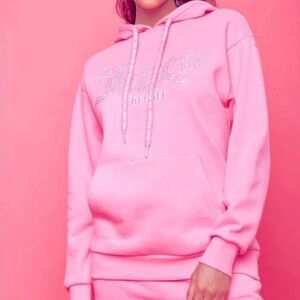 Pink Juicy Couture Pullover Fleece Rhinestone Hoodie